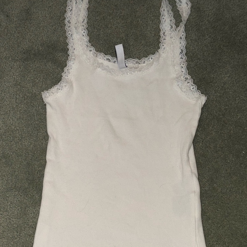H&M White Lace Trim Camisole